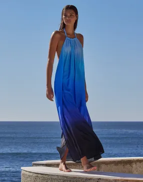 Oia Sunset Halter Maxi Dress - Ocean