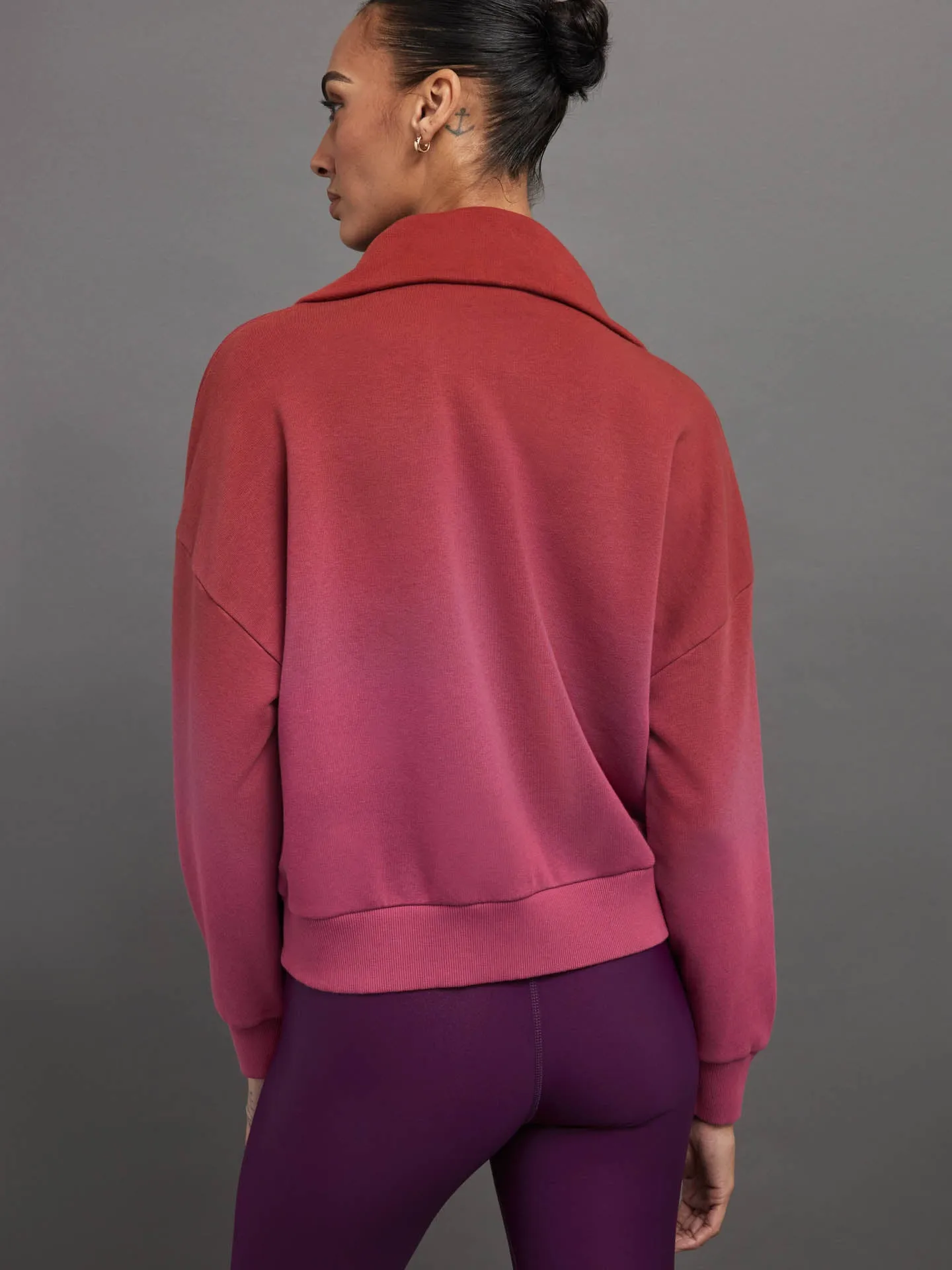 Ombre French Terry Half Zip // Horseshoe - Merlot to Magenta Haze