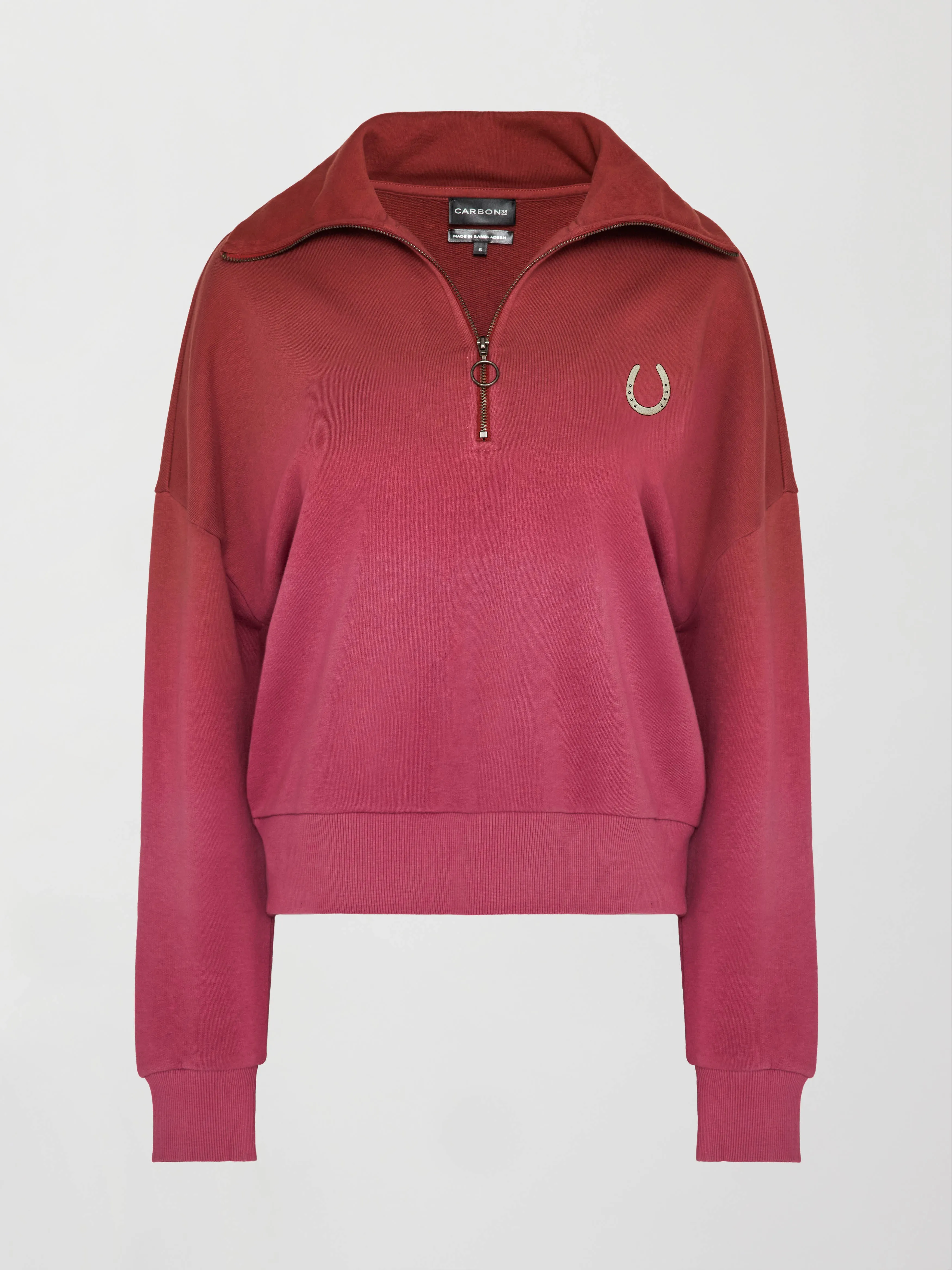 Ombre French Terry Half Zip // Horseshoe - Merlot to Magenta Haze