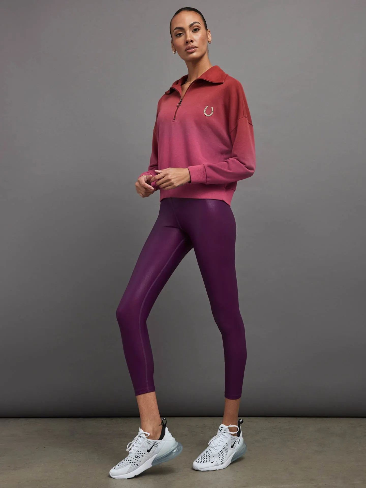 Ombre French Terry Half Zip // Horseshoe - Merlot to Magenta Haze