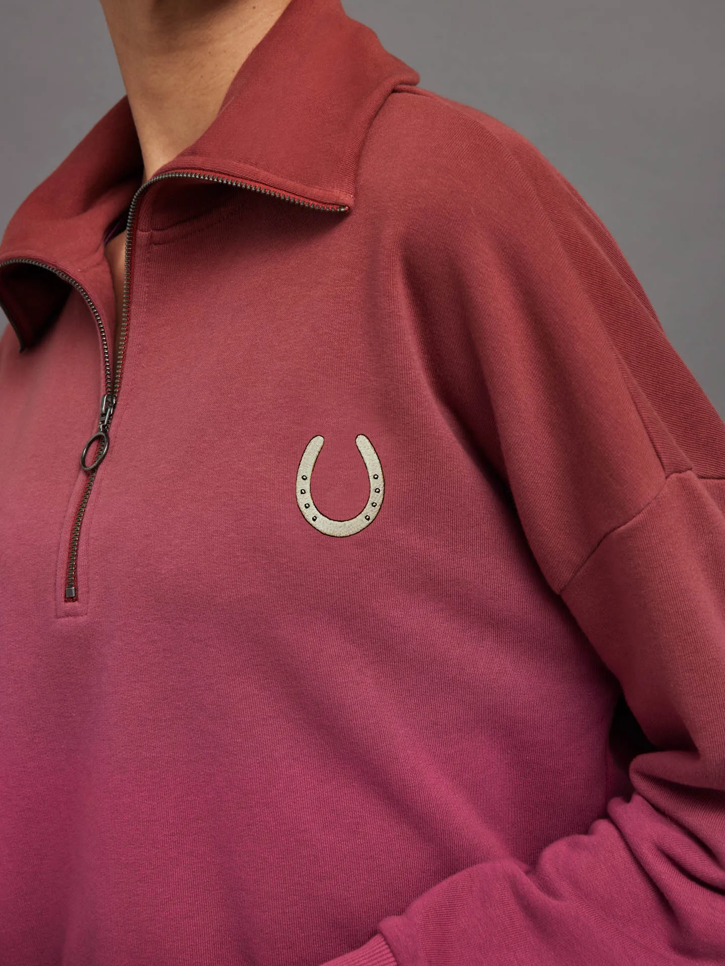 Ombre French Terry Half Zip // Horseshoe - Merlot to Magenta Haze