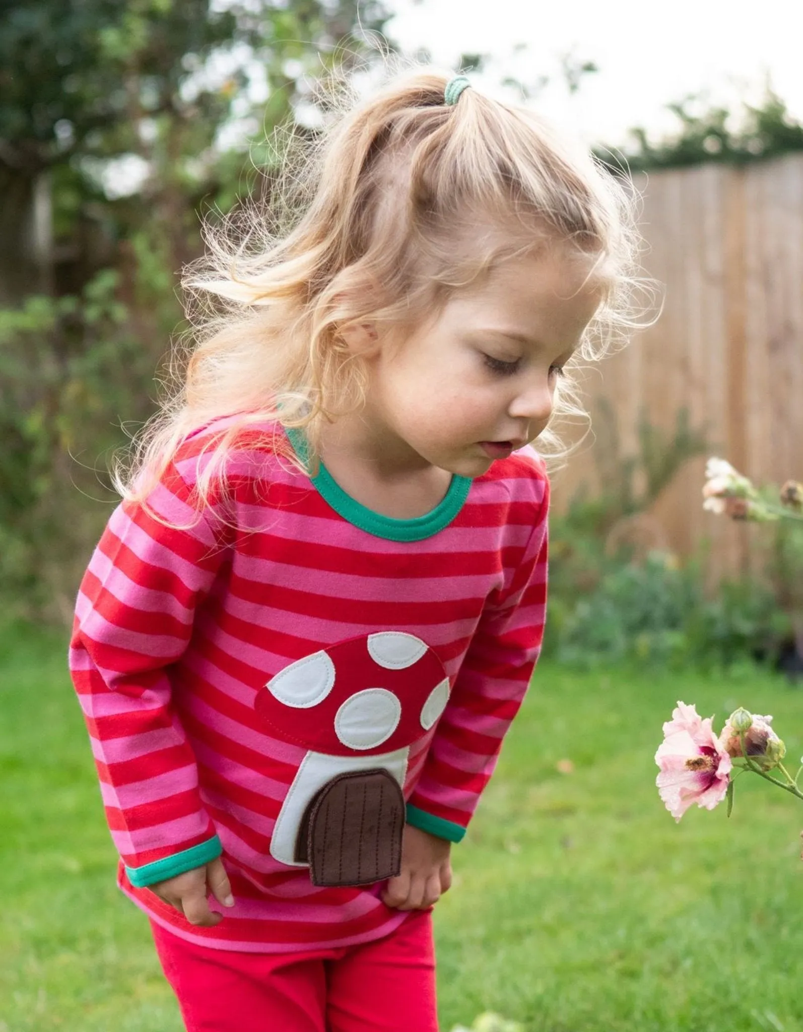 Organic Mouse and Mushroom Applique Long-Sleeved T-Shirt