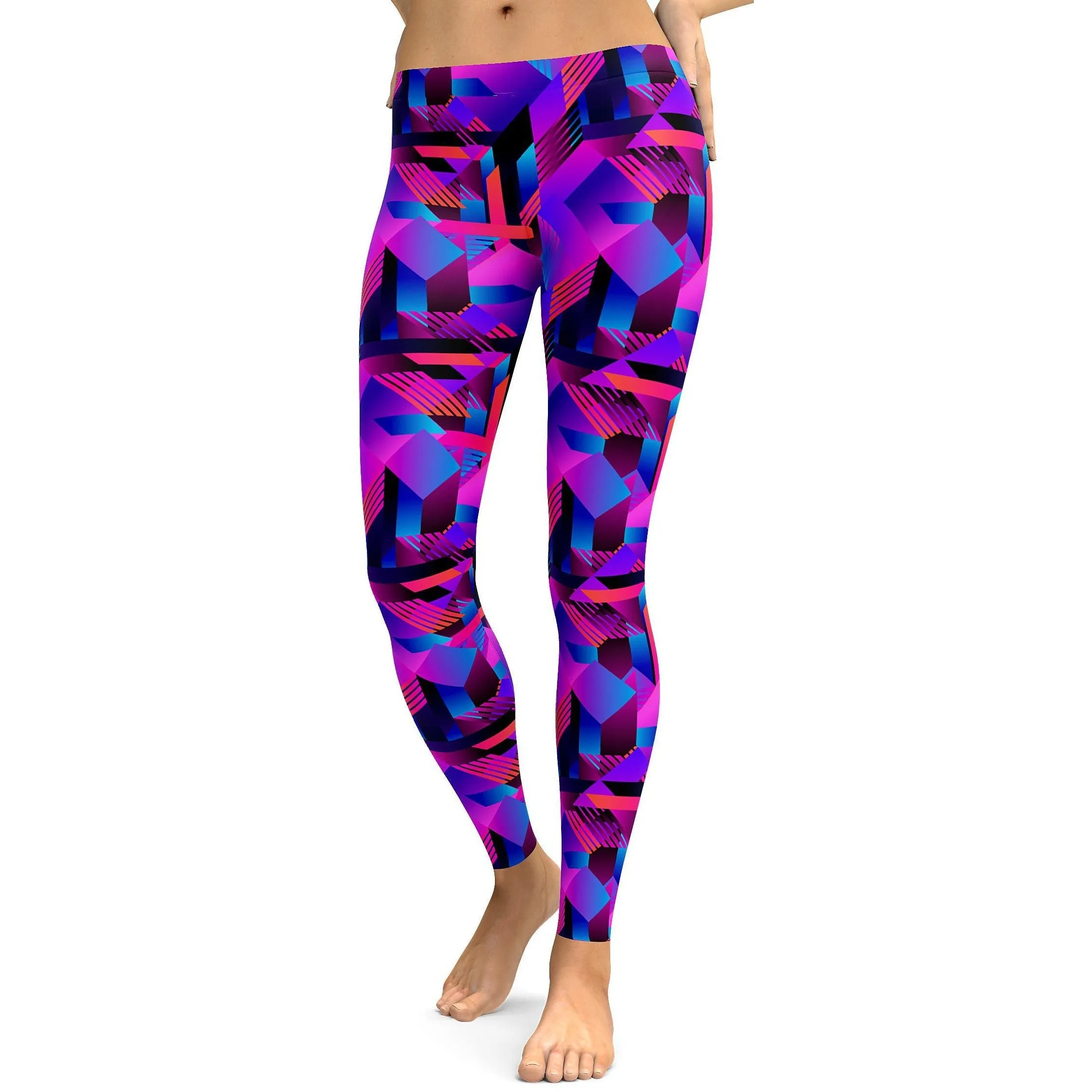 Pink and Purple Colorblock Leggings