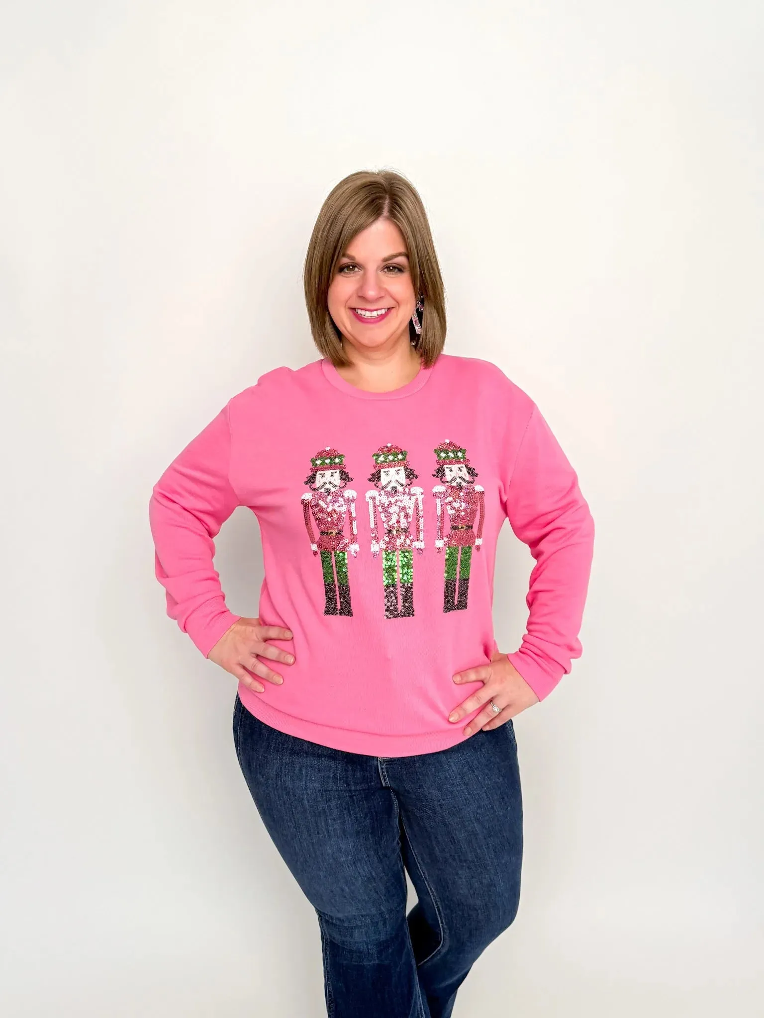 Pink Sequin Nutcracker Sweatshirt