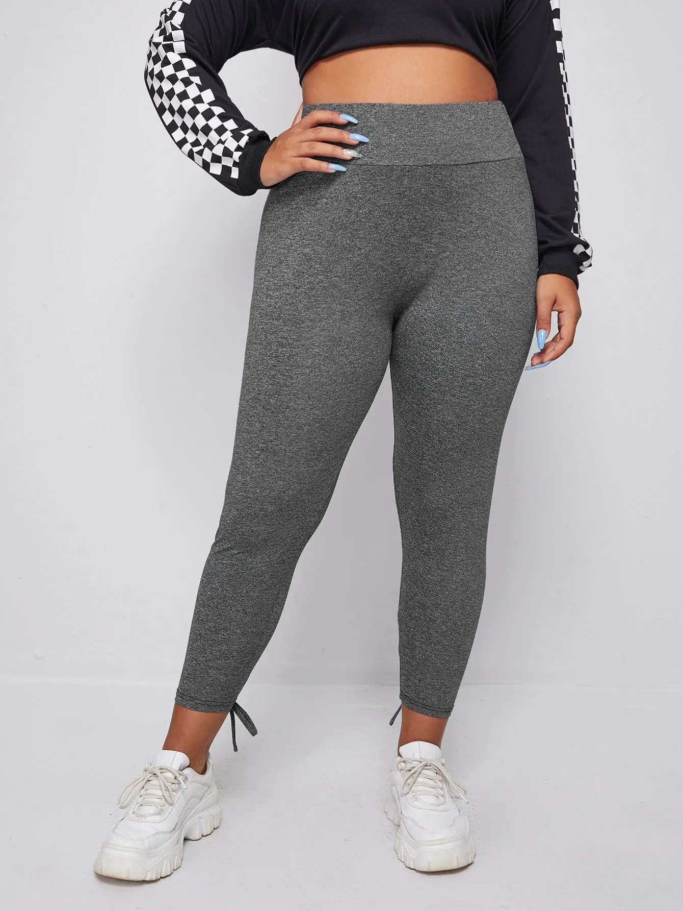 Plain Knot Long Plus Size Leggings