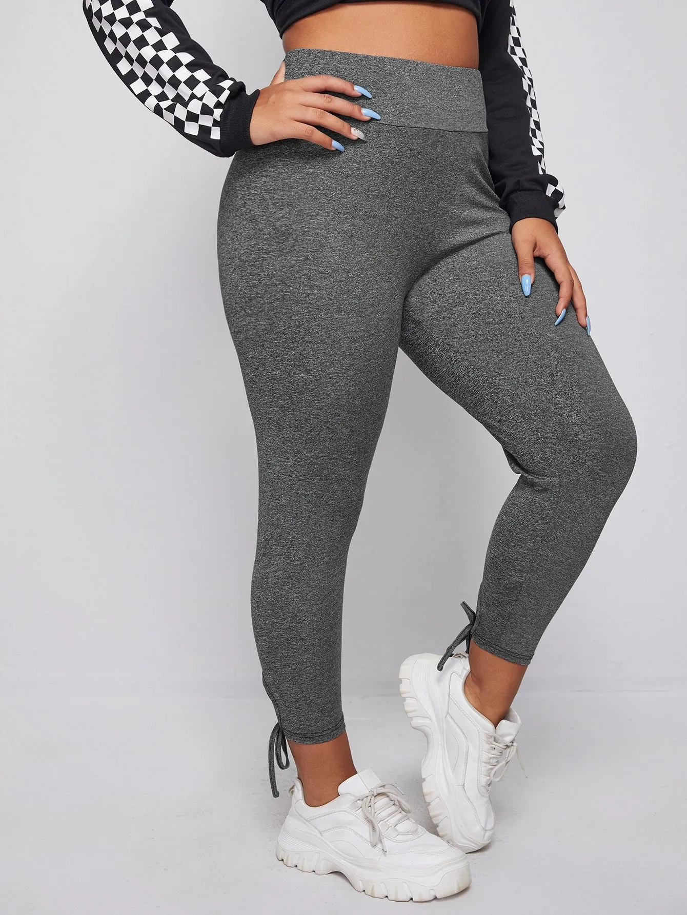 Plain Knot Long Plus Size Leggings