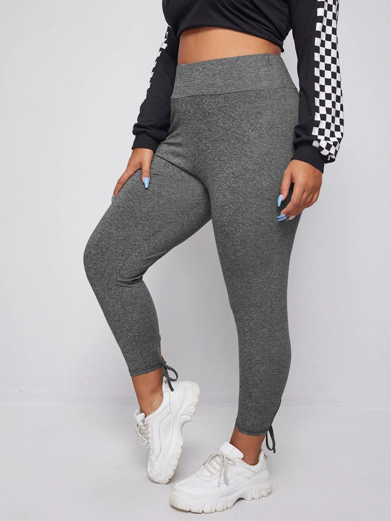 Plain Knot Long Plus Size Leggings