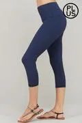 Plus Size Capri Yoga Leggings W/Front Yoga Pocket