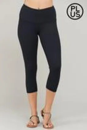 Plus Size Capri Yoga Leggings W/Front Yoga Pocket