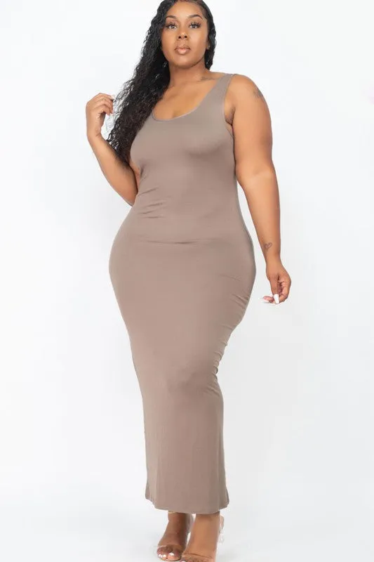 Plus Size Sleeveless Basic Maxi Dress