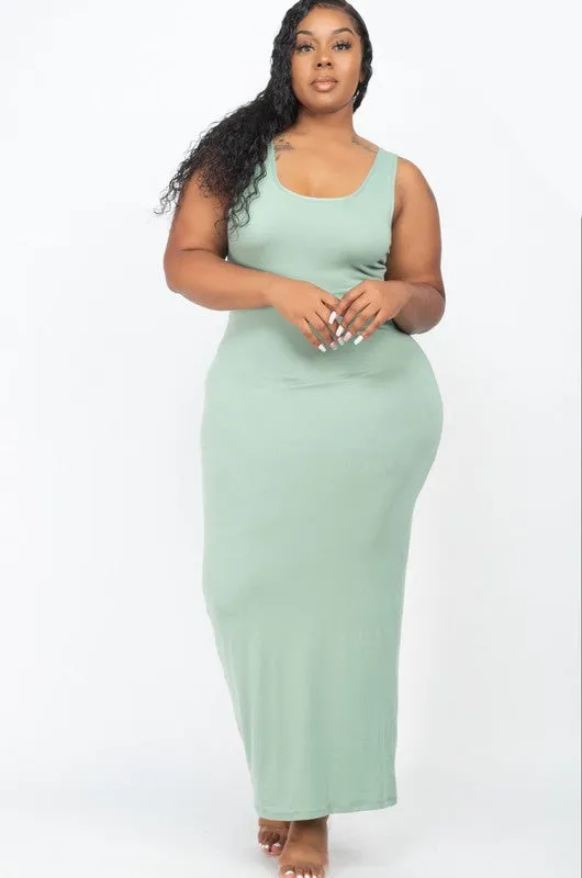 Plus Size Sleeveless Basic Maxi Dress