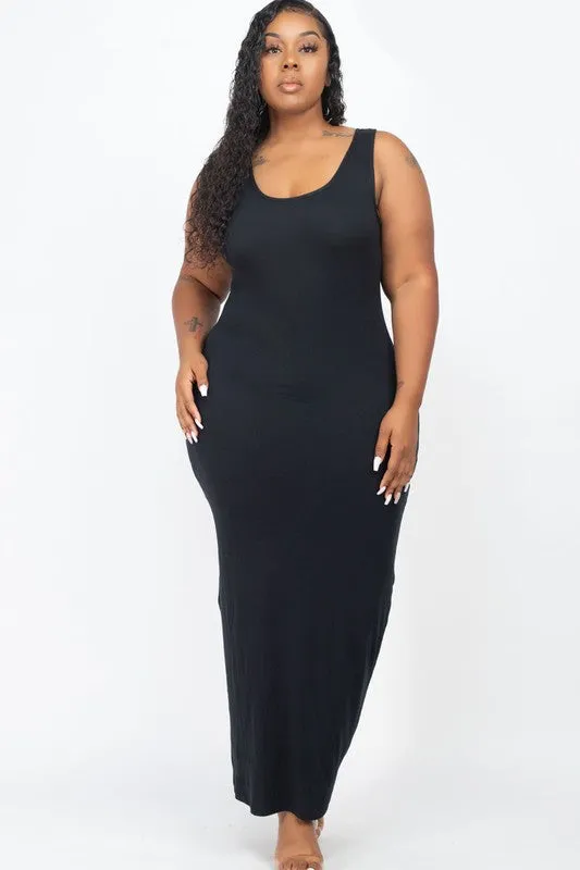 Plus Size Sleeveless Basic Maxi Dress