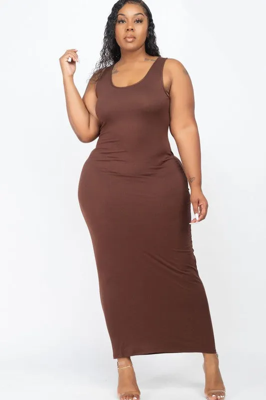 Plus Size Sleeveless Basic Maxi Dress