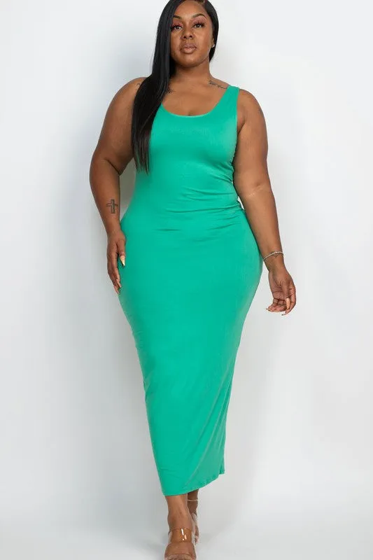 Plus Size Sleeveless Basic Maxi Dress