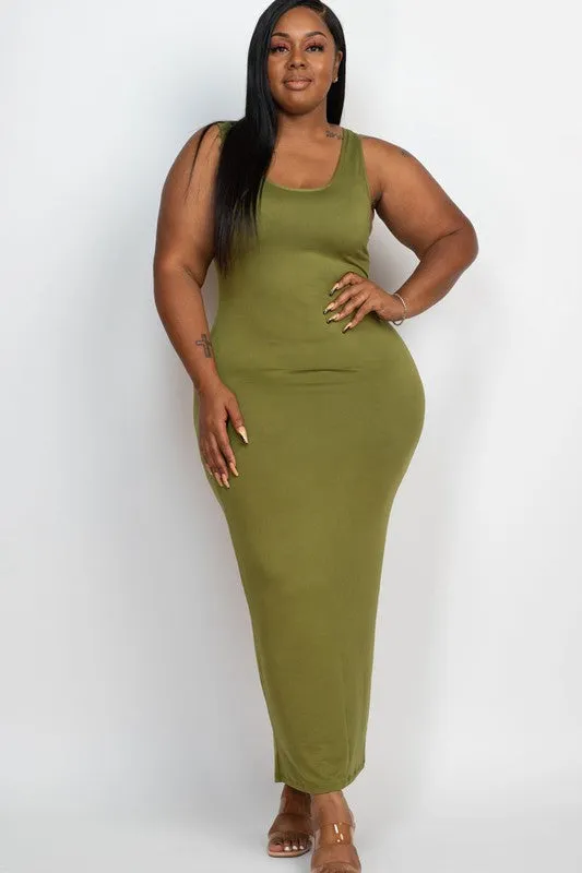 Plus Size Sleeveless Basic Maxi Dress