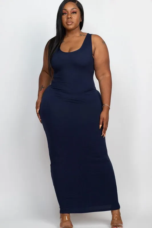 Plus Size Sleeveless Basic Maxi Dress