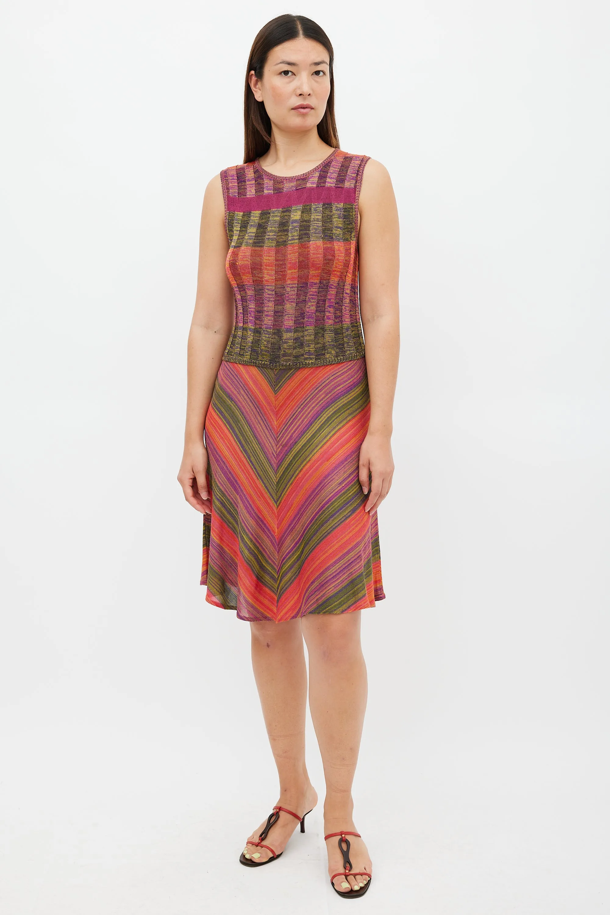 Purple & Multicolour Knit Midi Dress