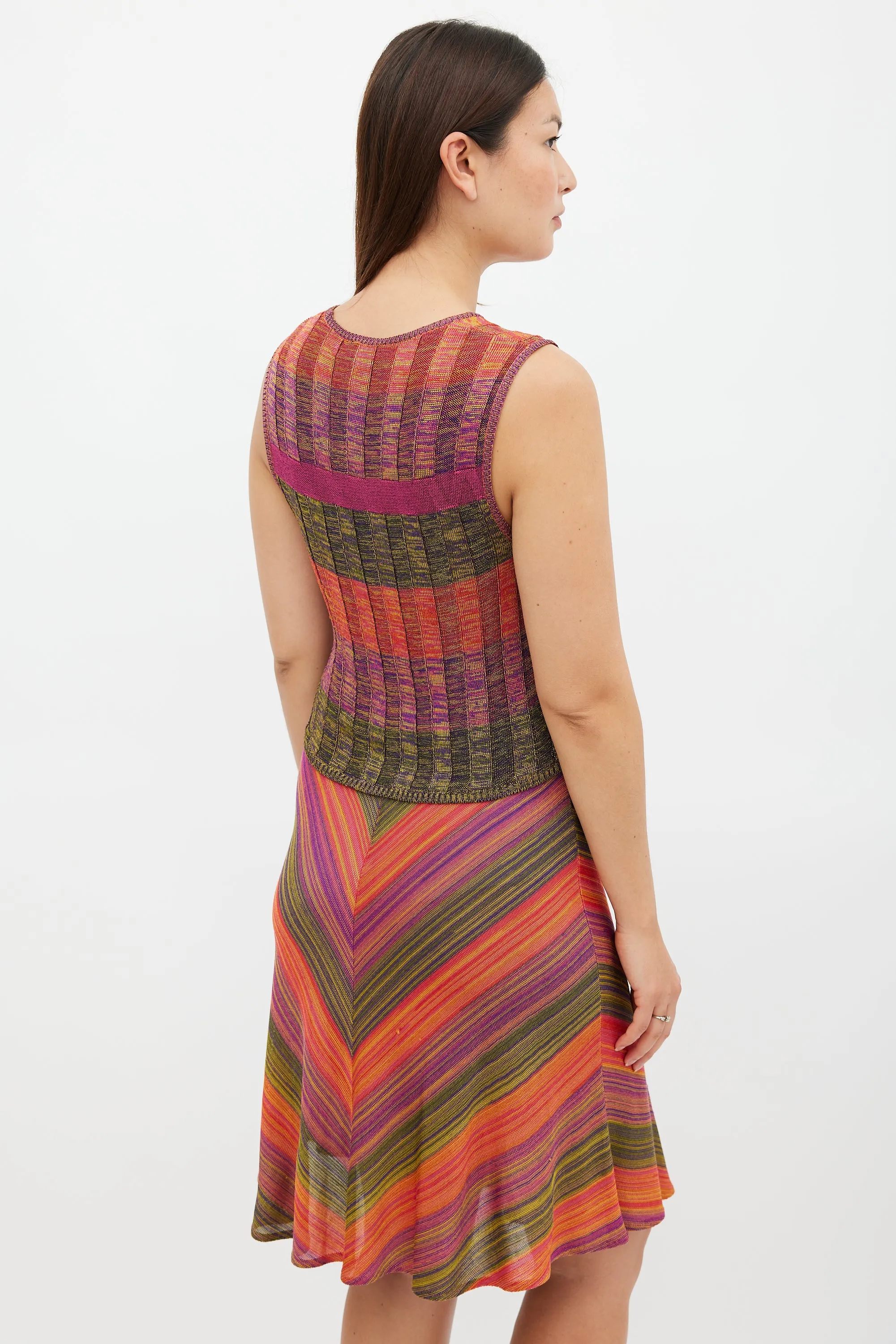 Purple & Multicolour Knit Midi Dress