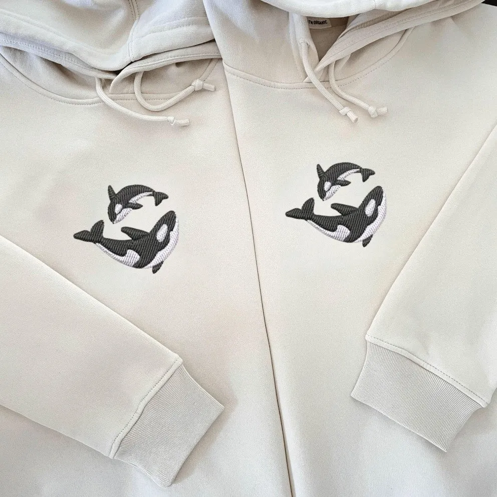 "Killer Whale" Matching Couple Hoodies - Custom Embroidered Sweatshirts For Couples