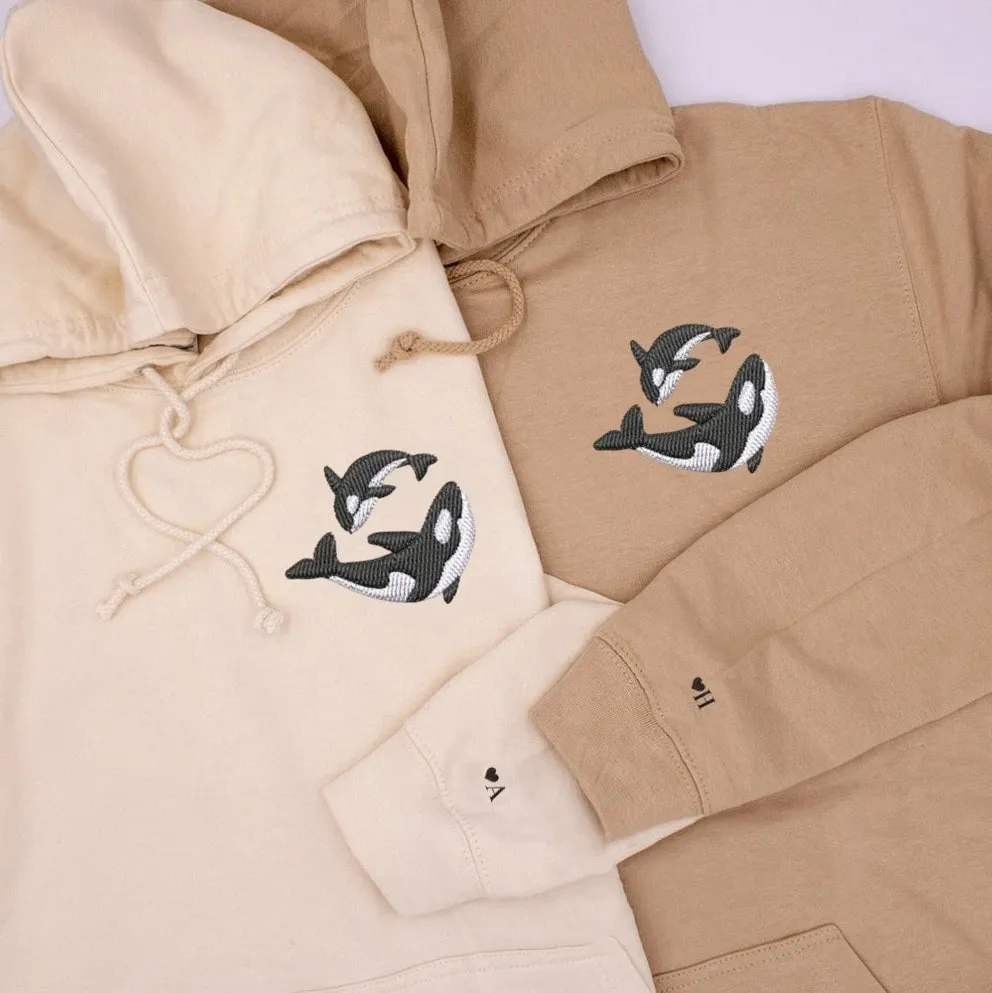 "Killer Whale" Matching Couple Hoodies - Custom Embroidered Sweatshirts For Couples