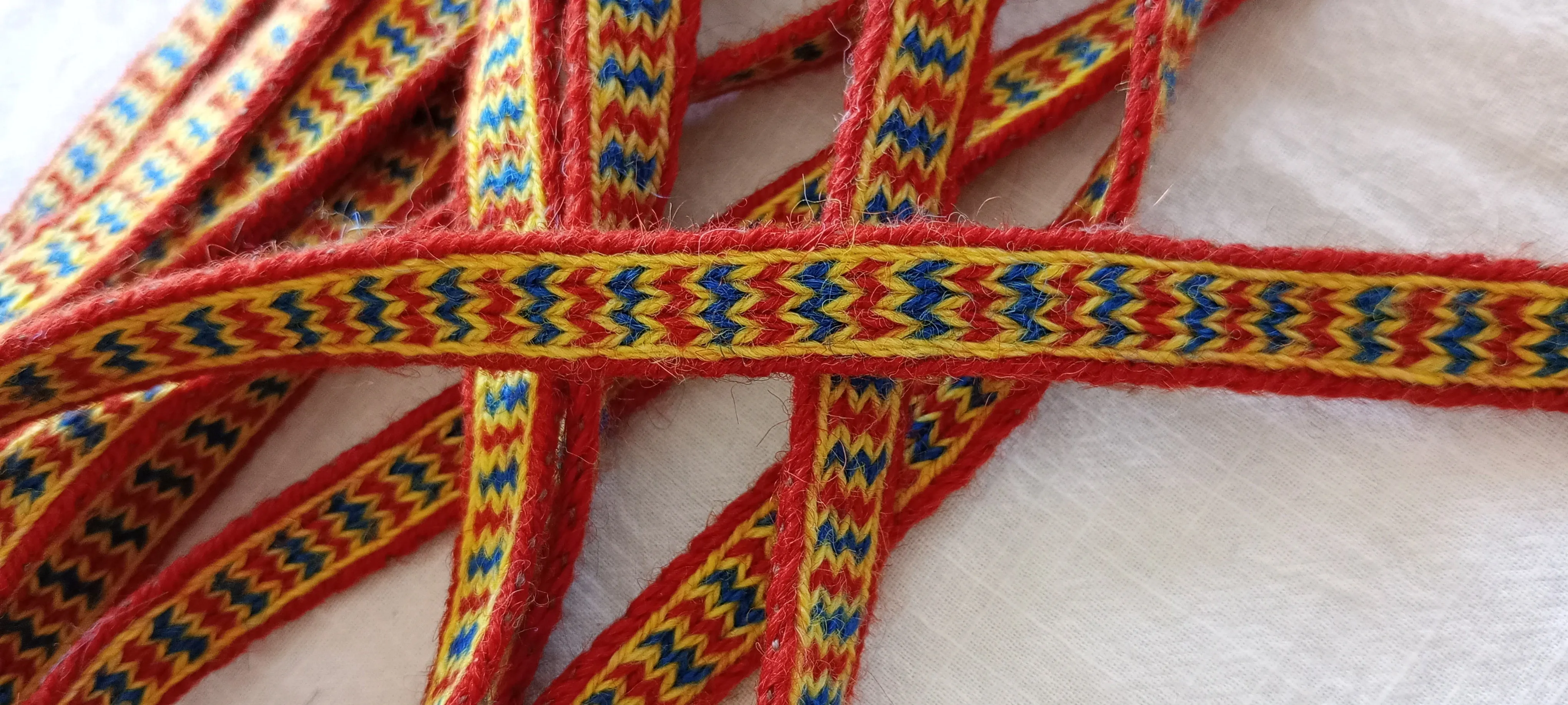 Reconstruction of 10-12th century tablet woven trim from Gaigovo / Staraya Ladoga