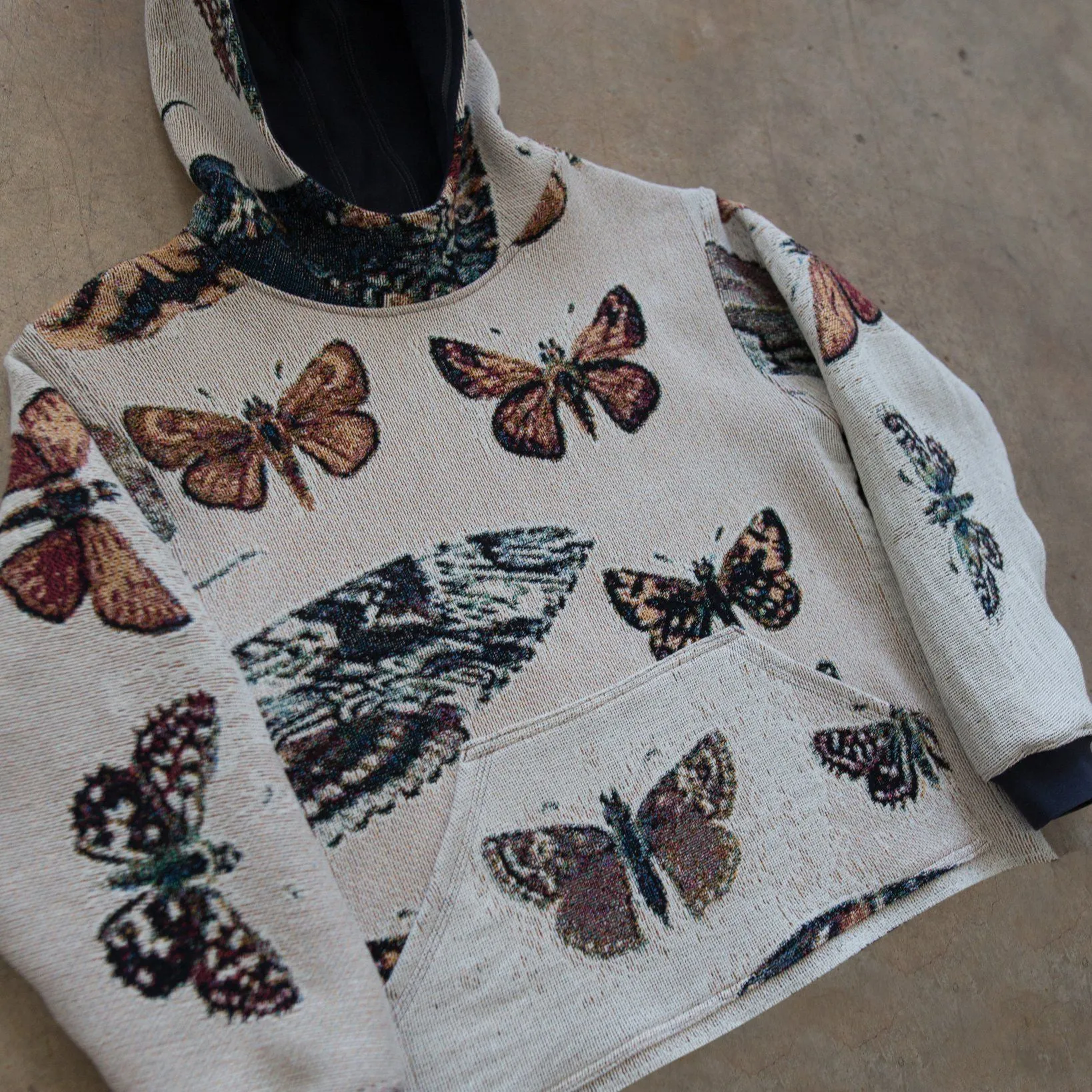 Retro butterfly print hoodie men