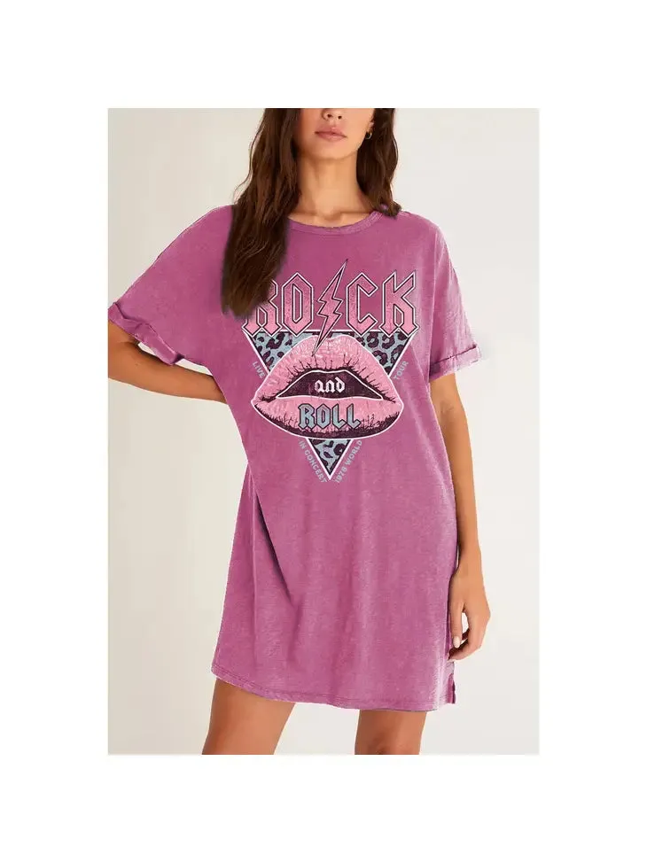 Rock and Roll Lips Graphic Tee Dress