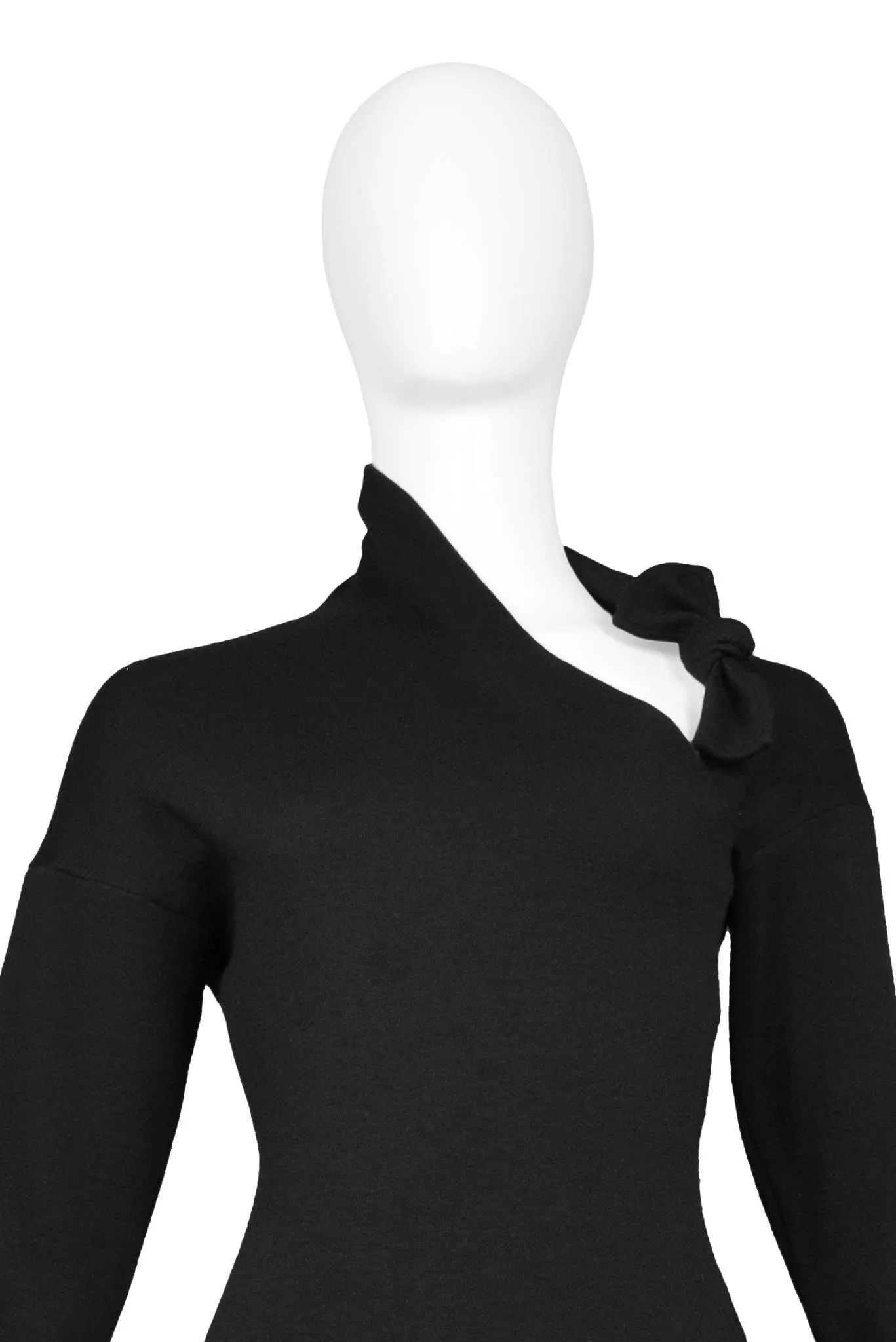 ROMEO GIGLI BLACK WOOL BODYCON SCULPTURAL DRESS 1989/90