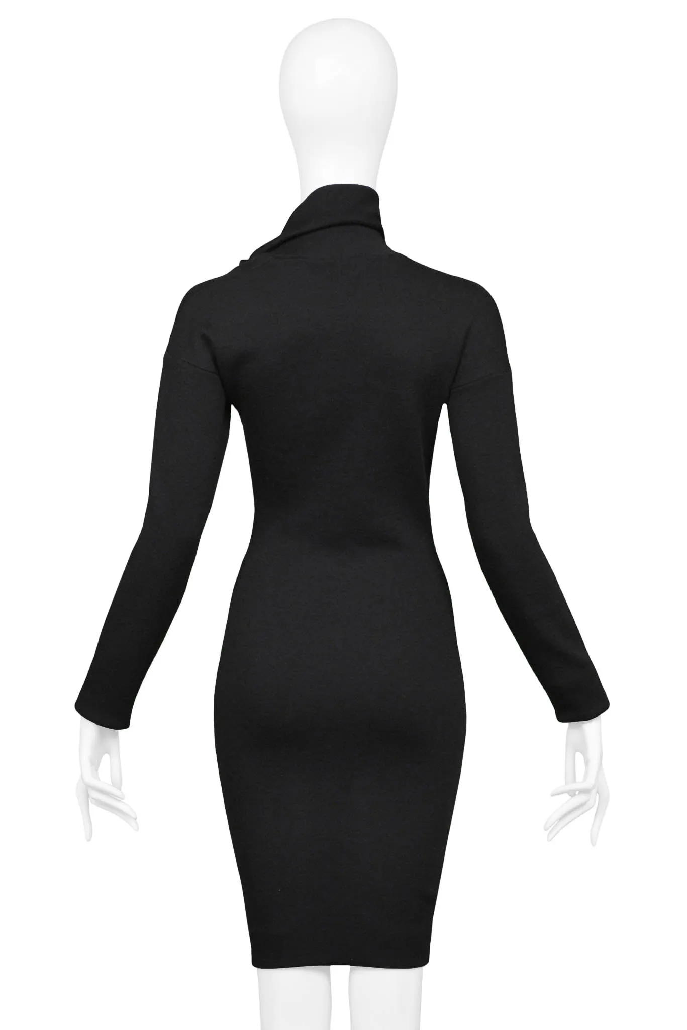 ROMEO GIGLI BLACK WOOL BODYCON SCULPTURAL DRESS 1989/90