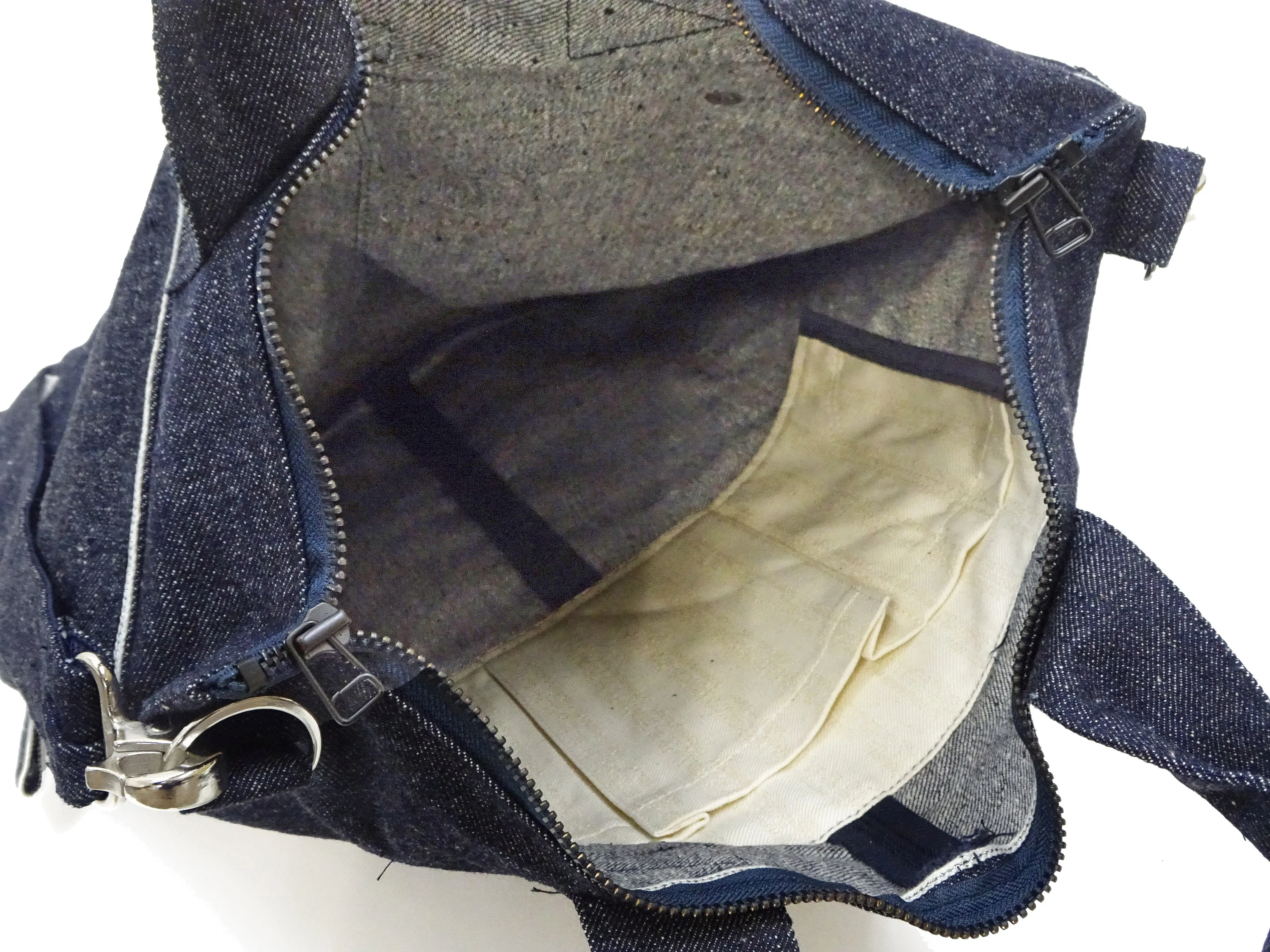 Samurai Jeans Bag Men's Casual Denim Shoulder Bag Inspired by USAF Military Helmet Bag DB23-15OZ Indigo