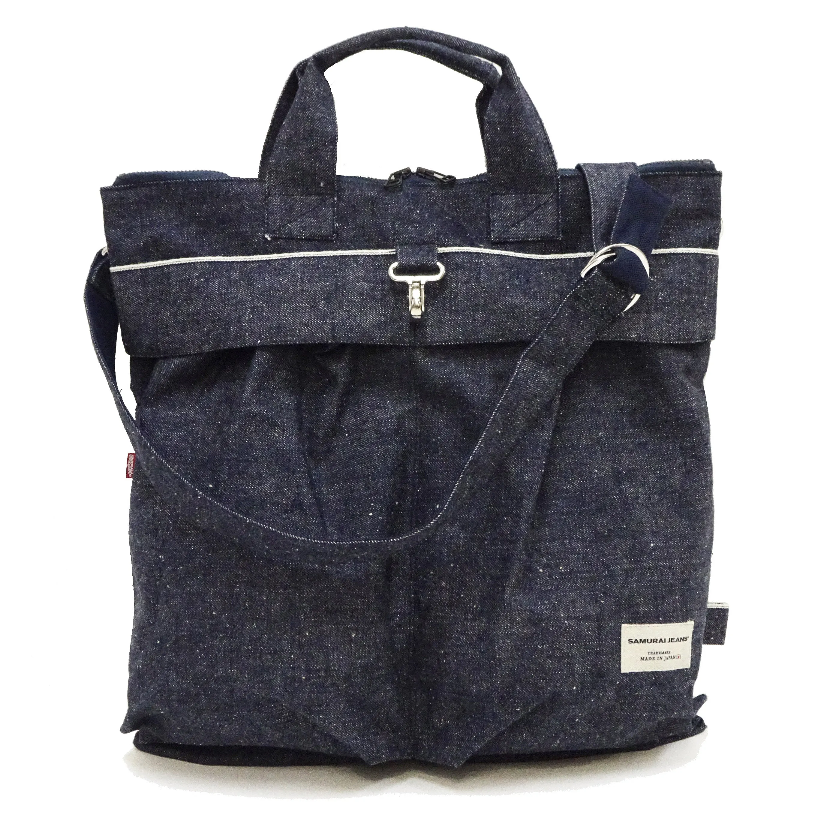 Samurai Jeans Bag Men's Casual Denim Shoulder Bag Inspired by USAF Military Helmet Bag DB23-15OZ Indigo