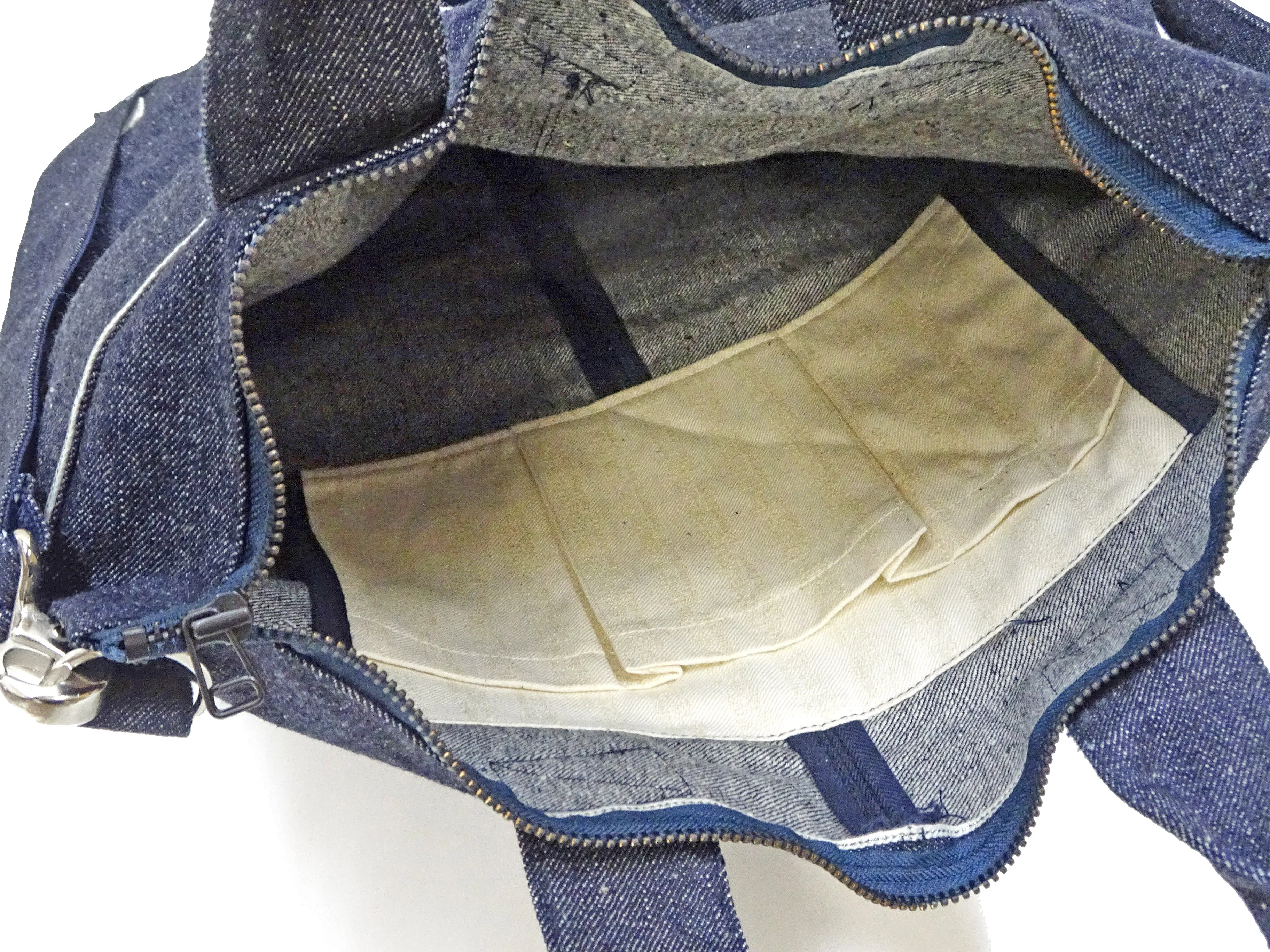 Samurai Jeans Bag Men's Casual Denim Shoulder Bag Inspired by USAF Military Helmet Bag DB23-15OZ Indigo