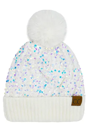 Sequin CC Pom Beanie