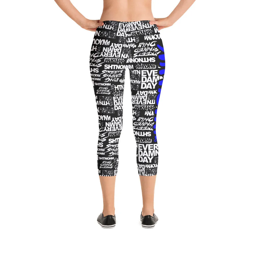 SHTNONM - CAPRI LEGGINGS (BLACK/BLUE)