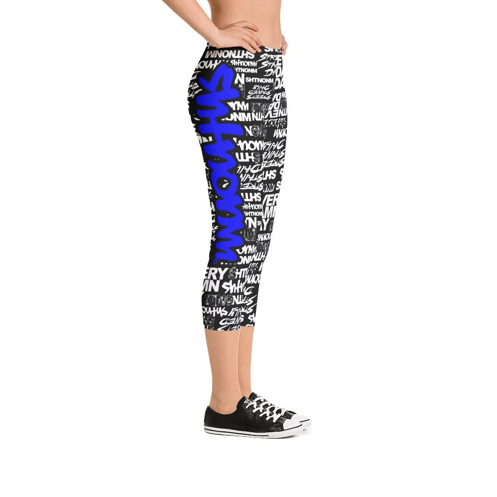 SHTNONM - CAPRI LEGGINGS (BLACK/BLUE)