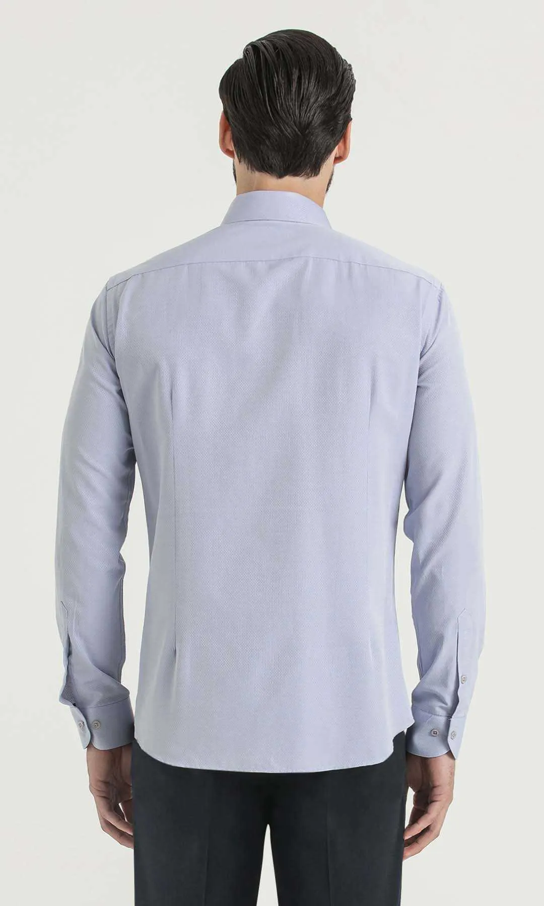 Slim Fit Patterned Cotton Blend Casual Shirt, Lilac D.