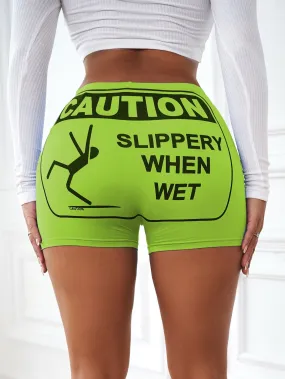 Sporty Slogan Short Women Leggings