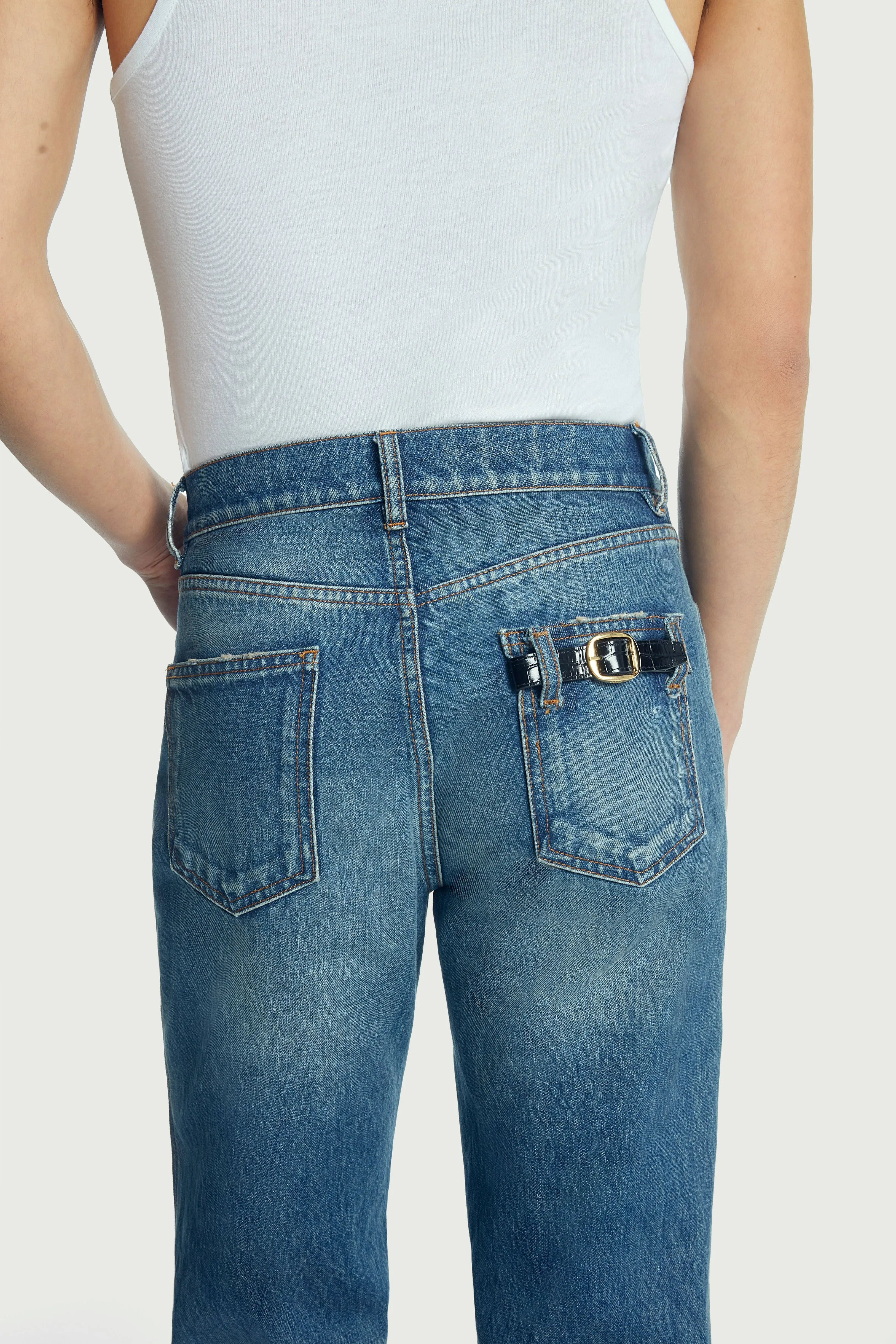 Straight Leg Denim Pants