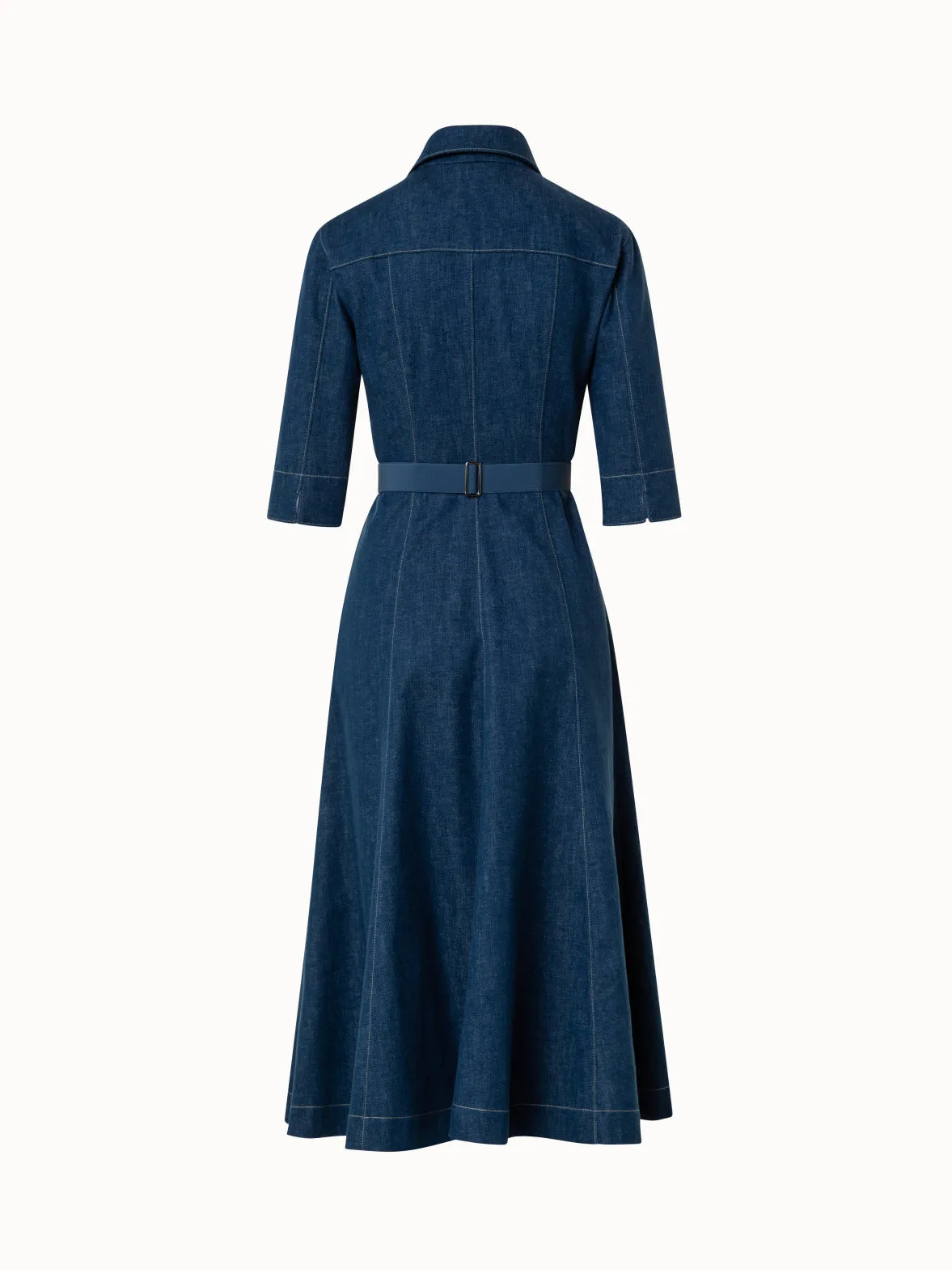 Stretch Denim Midi Dress