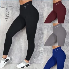 Stretchy plain training leggings - flattering fit