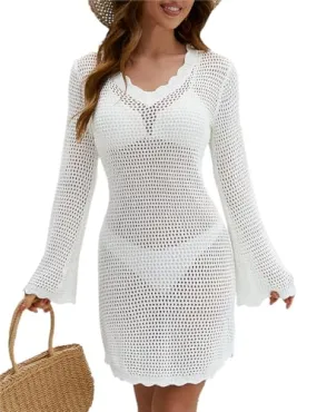 Summer Tunic Knit Swim Crochet Mesh Dress