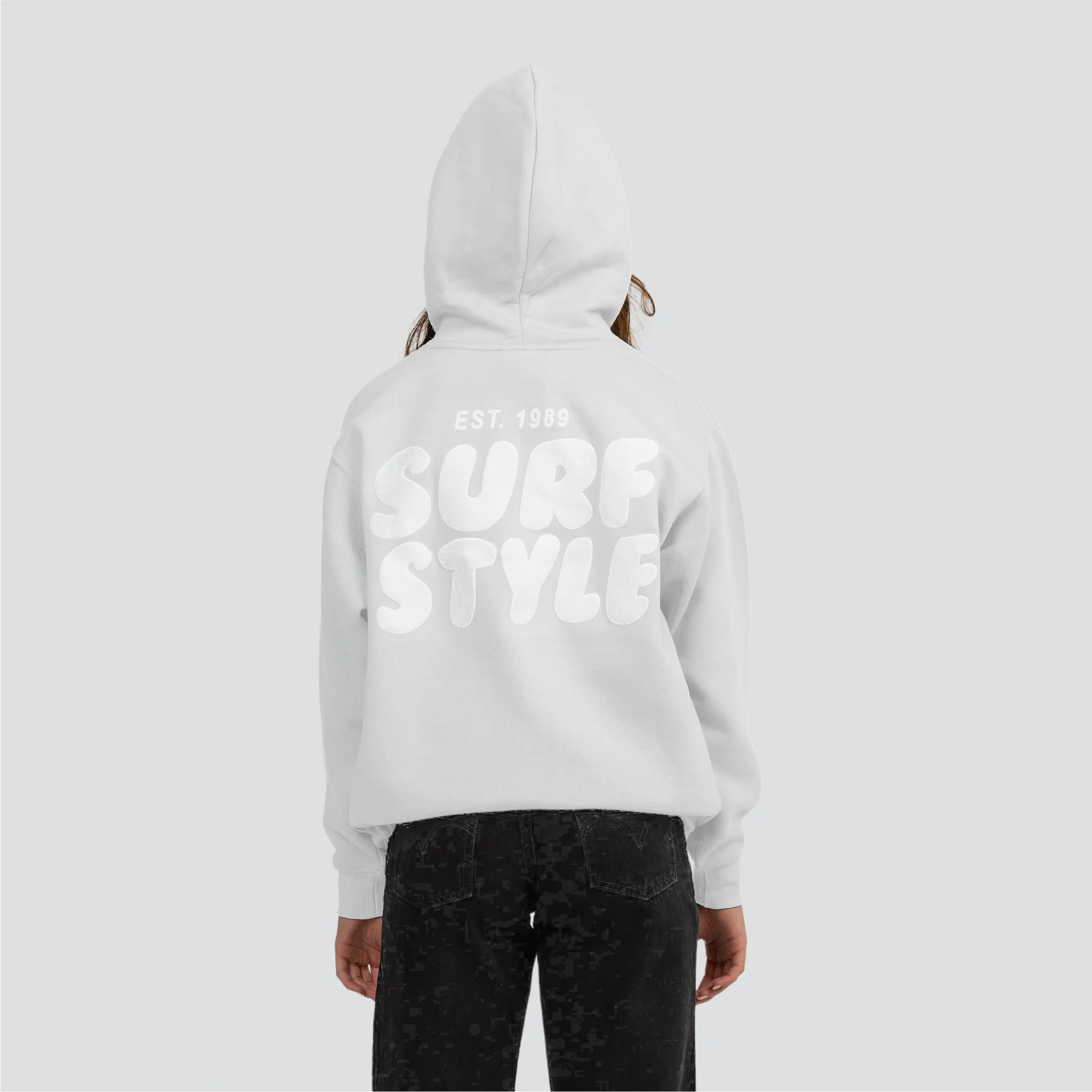 Surf Style Puff Fleece Pullover Hoodie