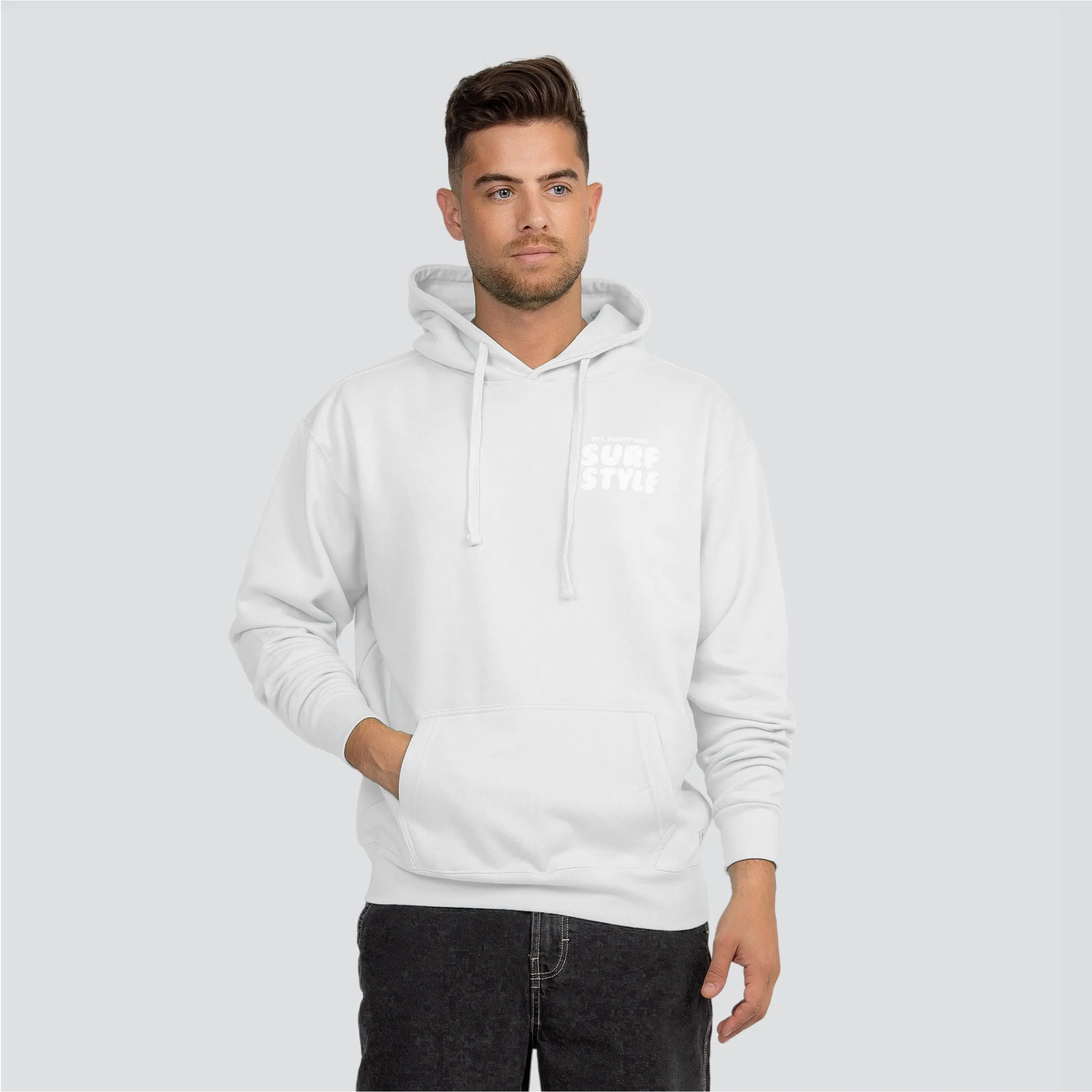 Surf Style Puff Fleece Pullover Hoodie