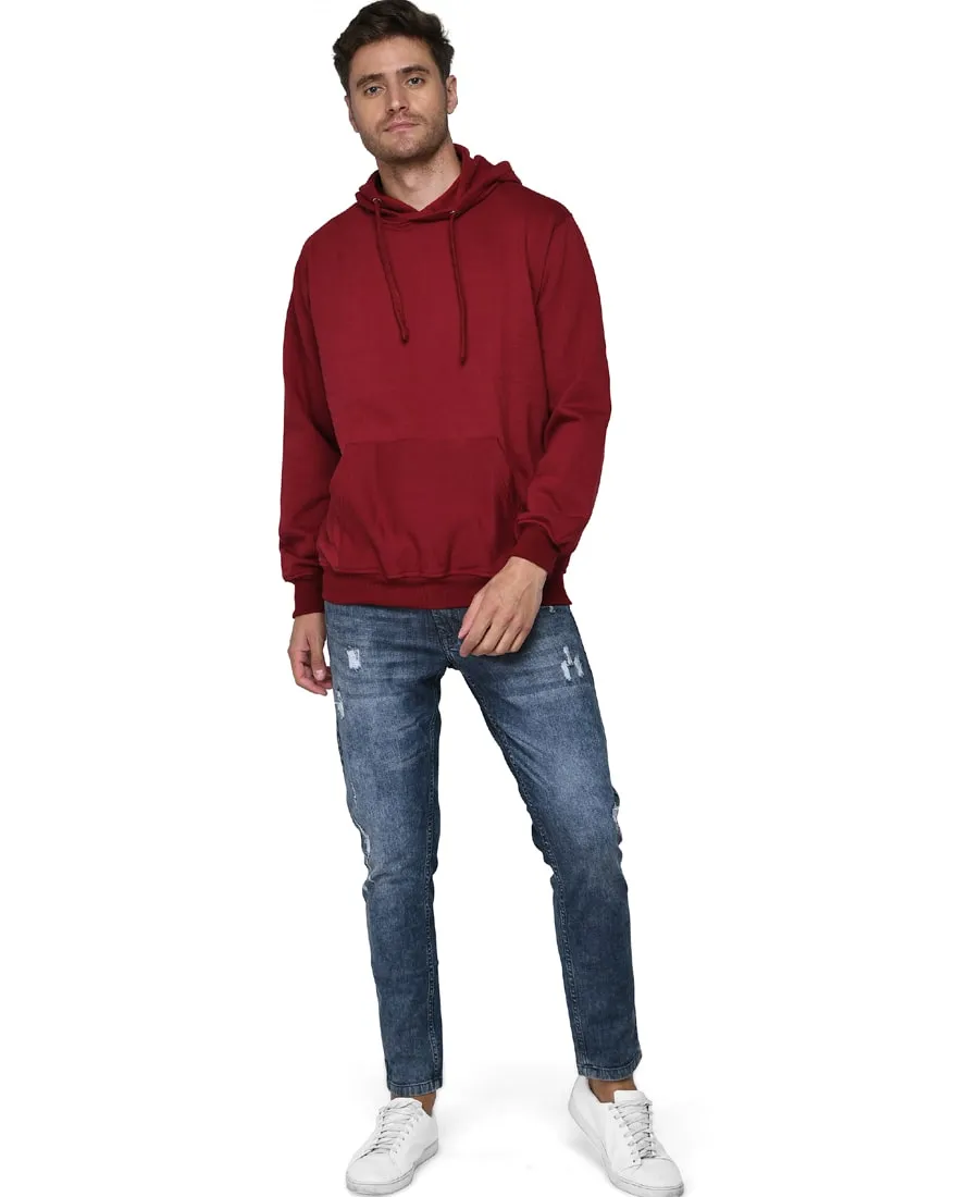 SXV Solid Plain Sweatshirt Hoodie for Men & Women (Maroon)