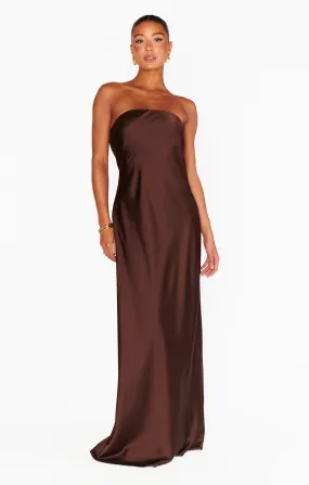 Taylor Tube Maxi Dress ~ Chocolate Luxe Satin