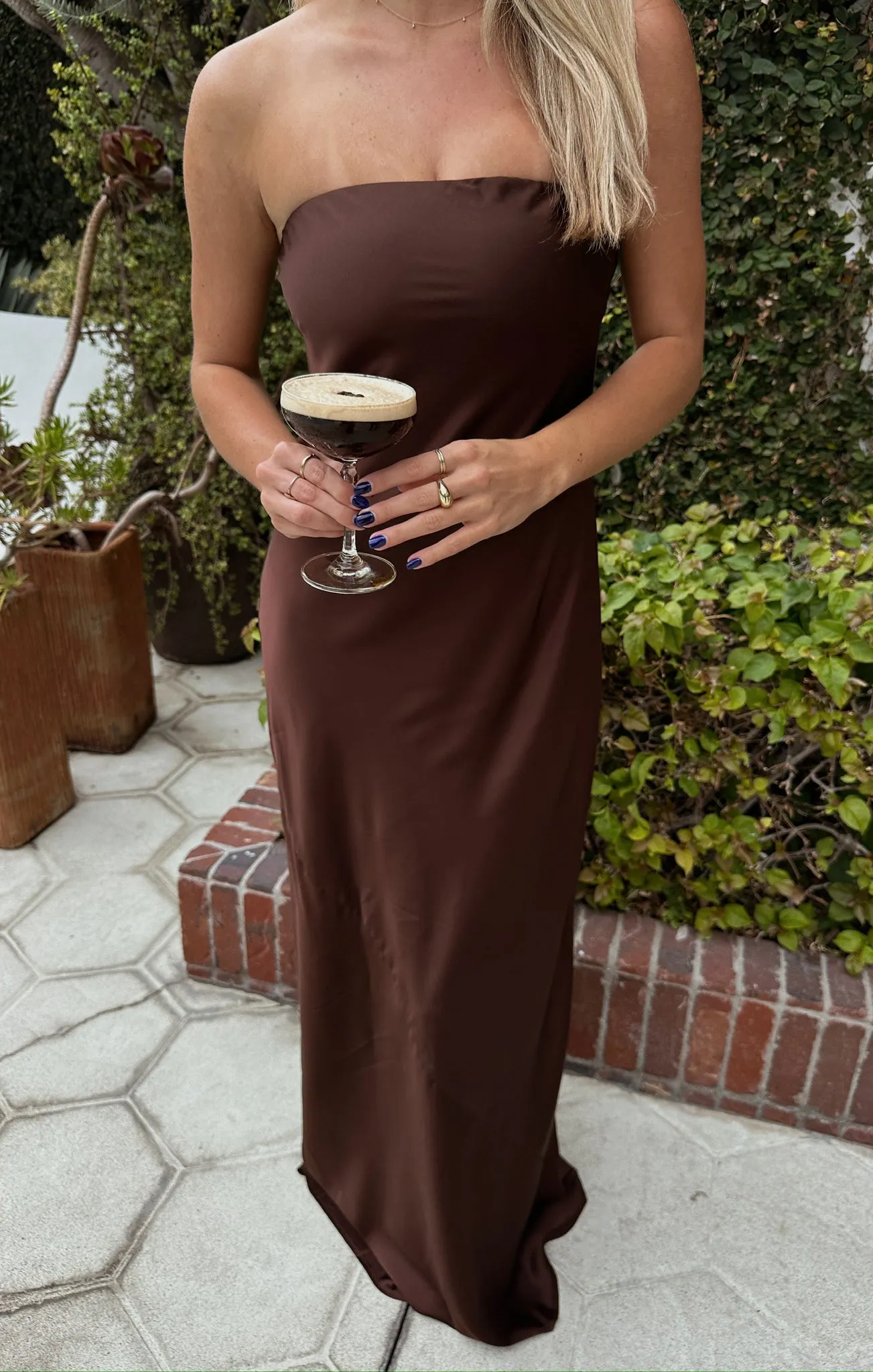 Taylor Tube Maxi Dress ~ Chocolate Luxe Satin