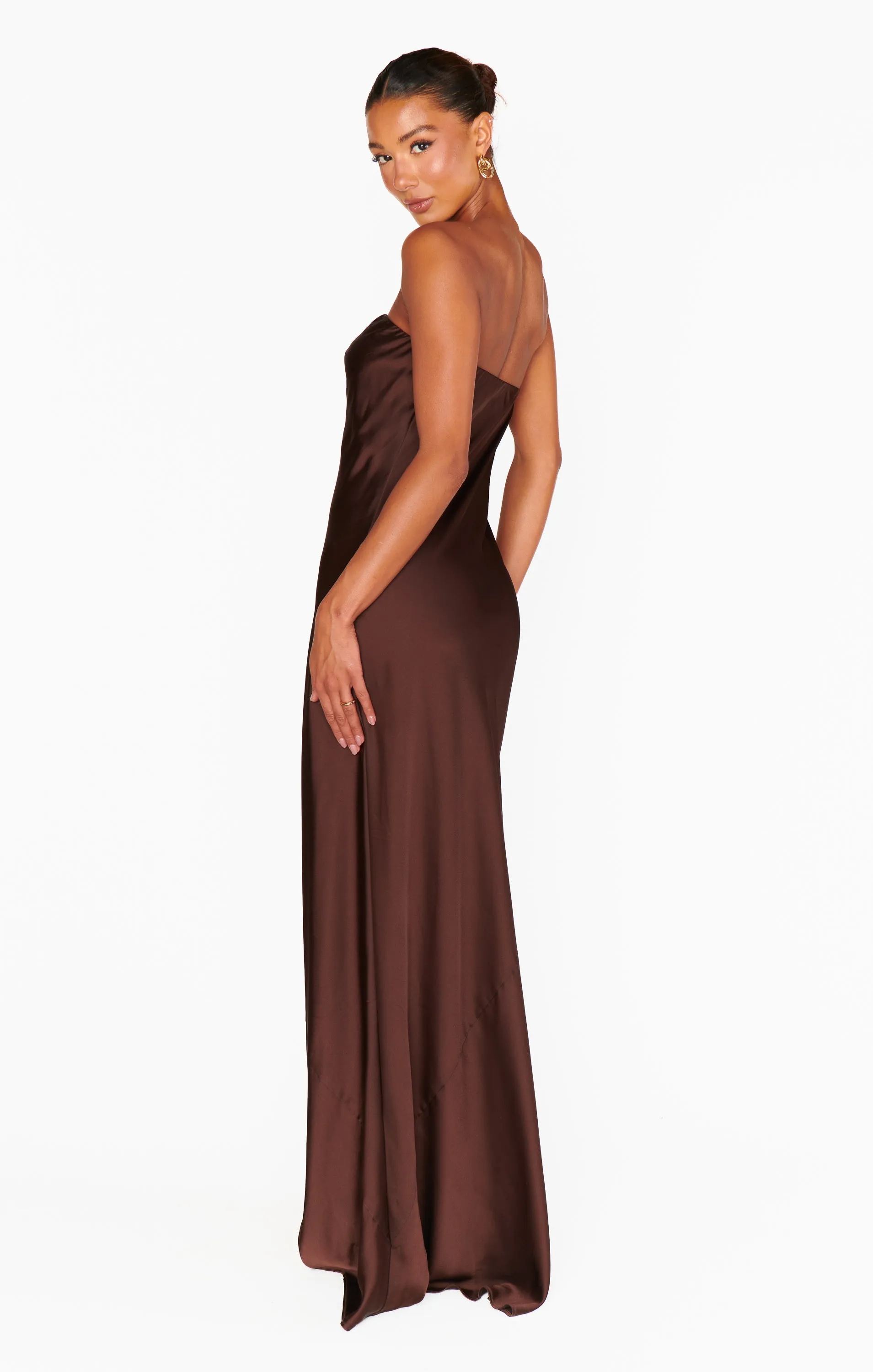 Taylor Tube Maxi Dress ~ Chocolate Luxe Satin