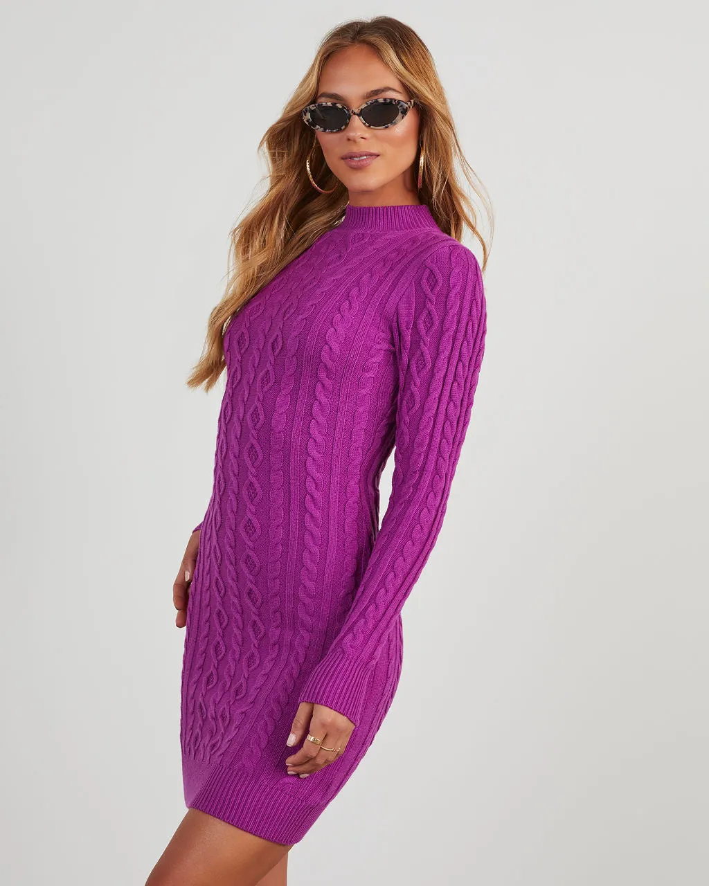 Terri Cable Knit Mini Sweater Dress