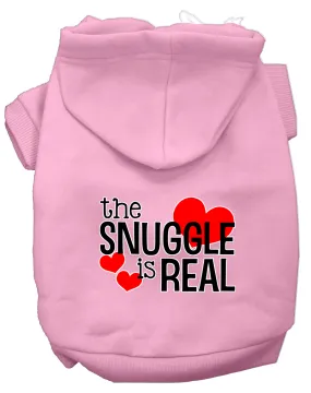 The Snuggle Is Real Screen Print Dog Hoodie Light Pink S