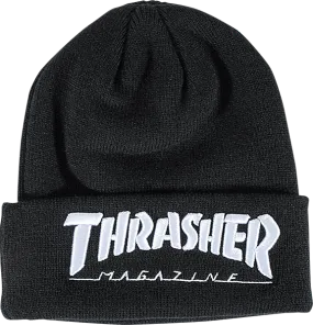 Thrasher Logo Embroidered Beanie Black/White